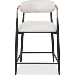 Contemporary Style 2pc Counter Height Chair Metal Legs Gold Curved Arms Gold Black White Finish Dining Room