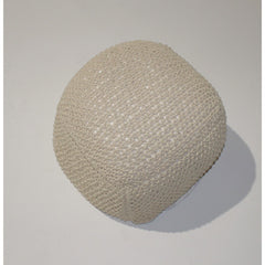 SEMI-Rounded Pouf - Cable Knitted - Handmade - Perfect Seating for Children and Adults - Footrest for Living Room or Bedroom - 100% Cotton Pouf (21" X 21" X 18")