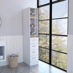 Linen Cabinet Artic, Three Shelves, Single Door, White Finish