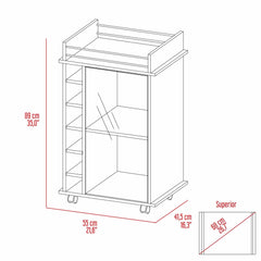 Waltz Bar Cart,Two Shelves, Six Built-in Wine Rack, Four Casters -Espresso