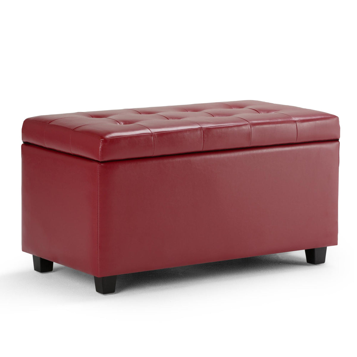 Gallery 34 inch Wide Storage Ottoman in Red Vegan Leather