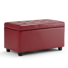 Gallery 34 inch Wide Storage Ottoman in Red Vegan Leather
