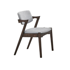 Mid-Century Modern Dining Chairs 2pcs Set Solid wood Fabric Upholstered Cushion Chair Walnut Rubberwood Unique Design
