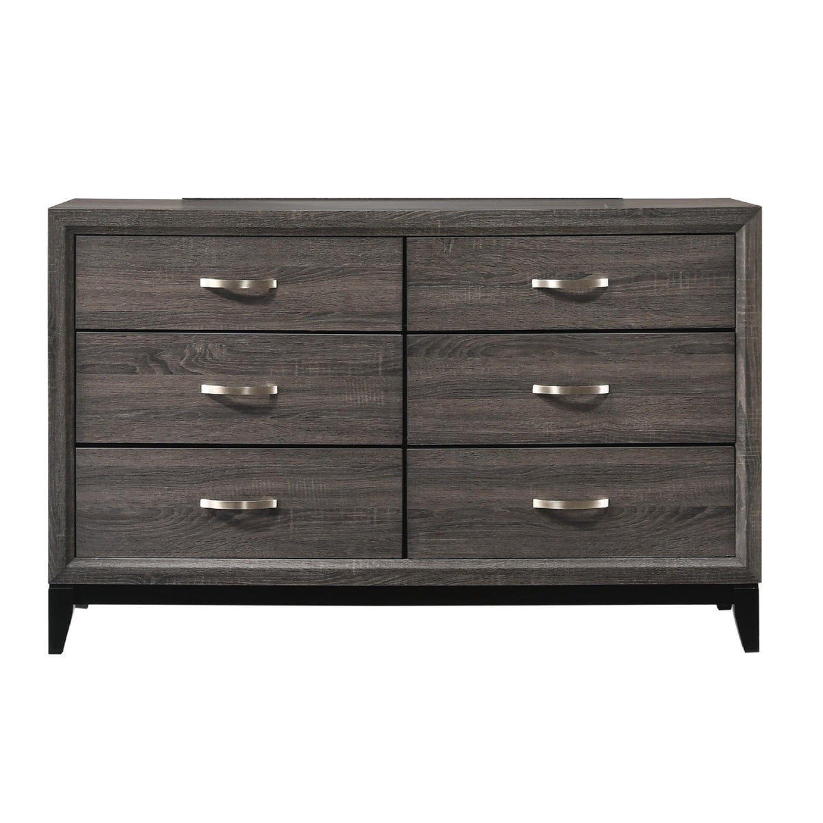 1pc Contemporary 6-Drawer Dresser Gray Finish Wooden Bedroom Furniture