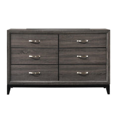 1pc Contemporary 6-Drawer Dresser Gray Finish Wooden Bedroom Furniture
