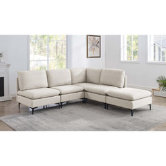 Linen Upholstered Modular Sectional with Metal Legs