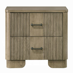 1pc Transitional Style Nightstand with 2x Storage Drawers Reeded Front Antique Oak Finish Wooden Rustic Bedroom Furniture