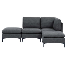Linen Upholstered Modular Sectional with Metal Legs