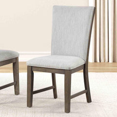 Modern Farmhouse Style 2pc Upholstery Side Chair Splat Back Oak Finish Dining Room Furniture