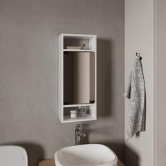Display Wall-Mounted Mirror Medicine Cabinet With One Door And Interior Storage Shelves, White
