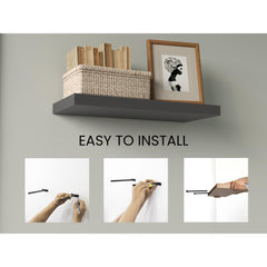 Floating Shelves 1.50" H, 2 Shelves, Matt Gray