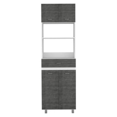 Nirvana Microwave Cabinet, Four Legs, One Drawer, Double Door, One Shelf -White / Smokey Oak