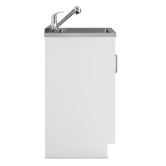 Poem - 24" Laundry Cabinet with Faucet and Stainless Steel Sink - White