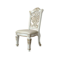 Eternity Synthetic Leather & Antique Pearl Finish Side Chair (Set of 2)