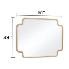 Cassandra Modern Bedroom Mirror in Beige with Sculpted Frame and Gold Accents (Dresser not included)