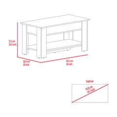 Aria Storage Table, One Extendable Table Shelf, Four Legs, Lower Shelf -Light Oak / White