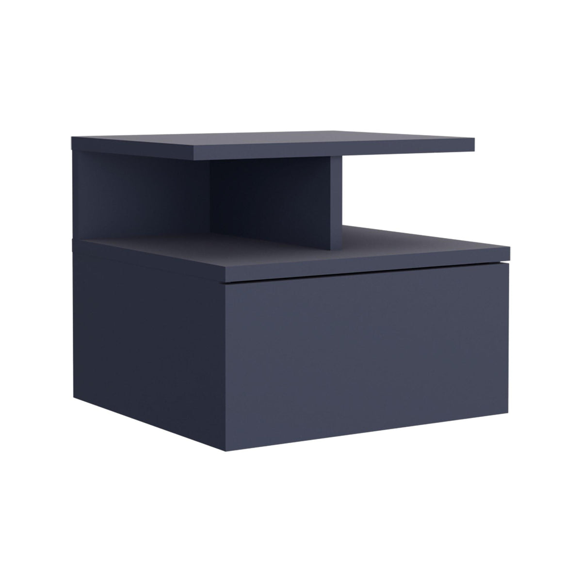 Cosmos Floating Nightstand, With One Drawer And Two Small Below Shelves For Storage or Decor, Blue