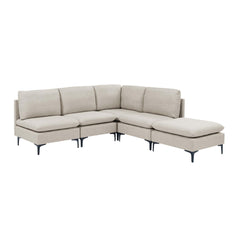 Linen Upholstered Modular Sectional with Metal Legs