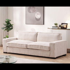 Odysseus Corduroy Sofa with Sleek Design, Spacious and Comfortable 3 Seater Couch for Modern Living Room, Ideal for Entertainment and Cozy Moments, Large, Beige