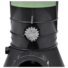 A black automatic chlorine feeder with a dial showing settings from 1 to 8 and "ARRET OFF".