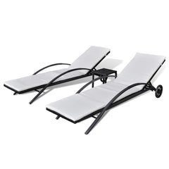 Sun Lounger Black Poly Rattan 78.7 in Adjustable Armrests
