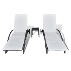 Sun Lounger Black Poly Rattan 78.7 in Adjustable Armrests