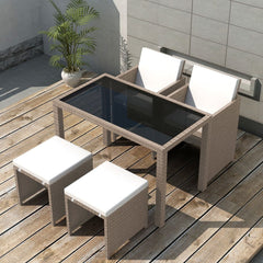 Outdoor Dining Set Grey Poly Rattan Medium Foldable