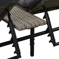 Sun Lounger Grey PE rattan, powder-coated steel, fabric Double