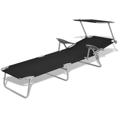 Sunlounger Black Powder-coated steel Medium Foldable