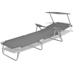 Sun Lounger Steel Grey Powder-coated steel frame, Polyester fabric
