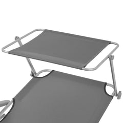 Sun Lounger Steel Grey Powder-coated steel frame, Polyester fabric