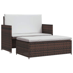Outdoor Furniture Set Brown PE Rattan 2-seater Modular