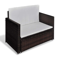 Outdoor Furniture Set Brown PE Rattan 2-seater Modular