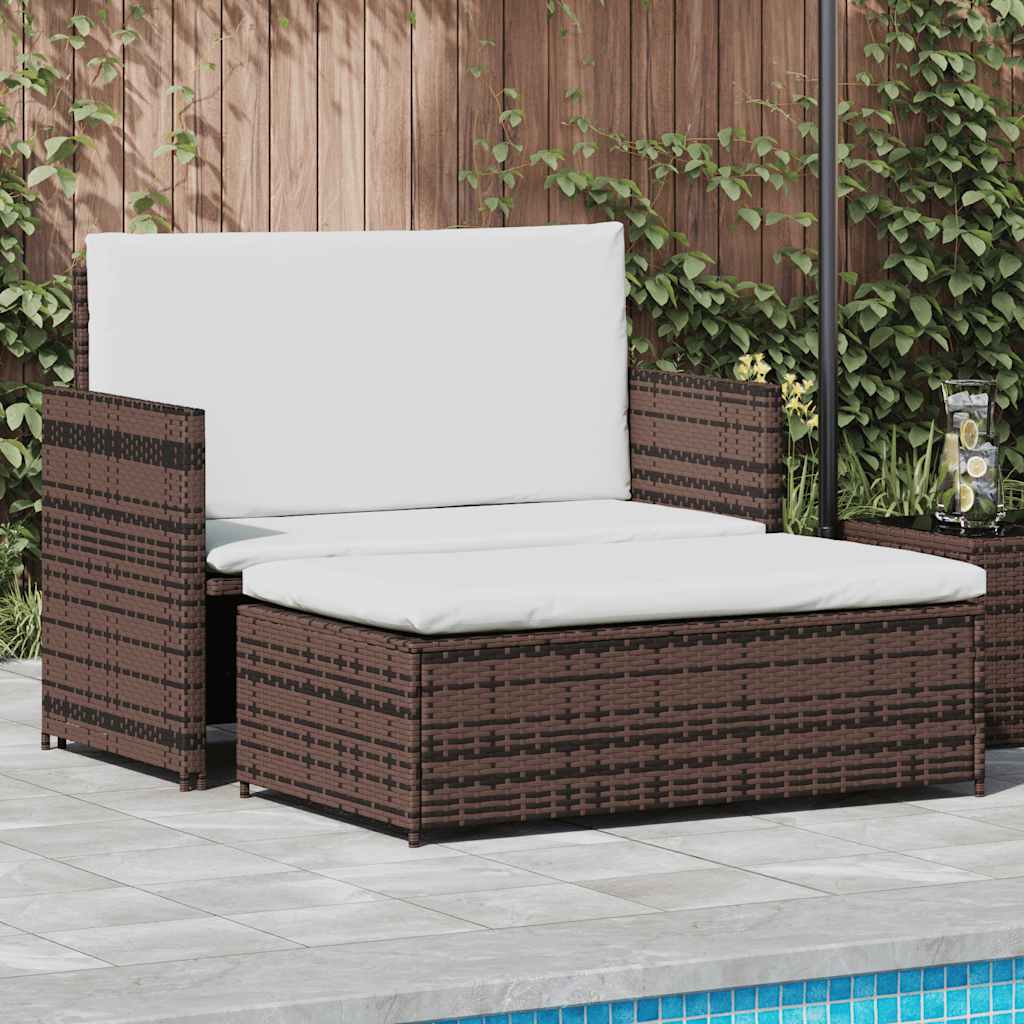 Outdoor Furniture Set Brown PE Rattan 2-seater Modular