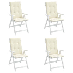 Highback Chair Cushion Set of 4 Cream Polyester