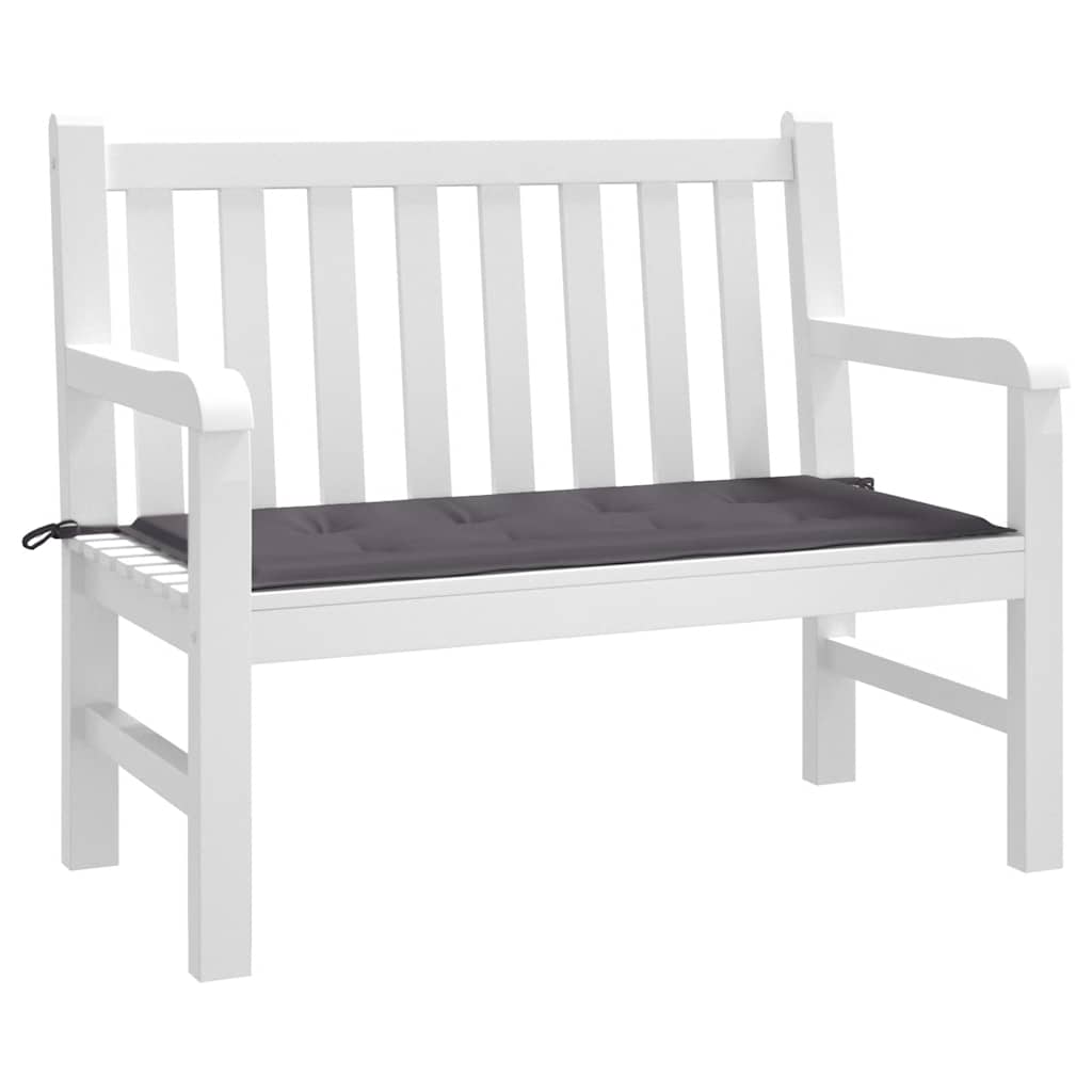 Anthracite Oxford fabric garden bench cushion, 39.4x19.7x1.6in, with tie straps.