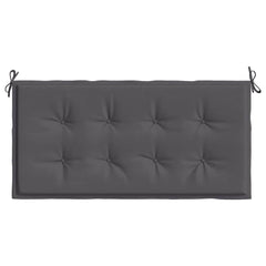 Anthracite garden bench cushion in Oxford fabric with tufted design and tie straps, 39.4x19.7x1.6in.