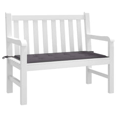 Anthracite garden bench cushion in Oxford fabric, sized 47x20x2 inches, with tie-down straps.