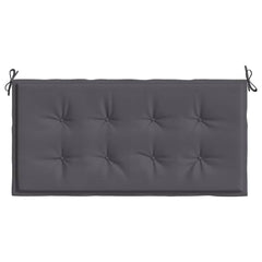 Anthracite garden bench cushion in Oxford fabric, 47x20x2 inches, with tufting and ties.