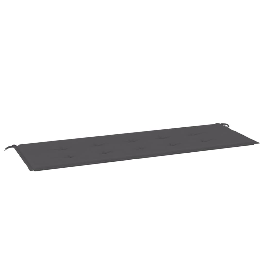 Anthracite garden bench cushion made of Oxford fabric, measuring 59x20x1 inches with ties.