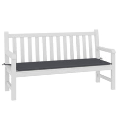 Anthracite Oxford fabric garden bench cushion, 59x20x1 inches, with ties.