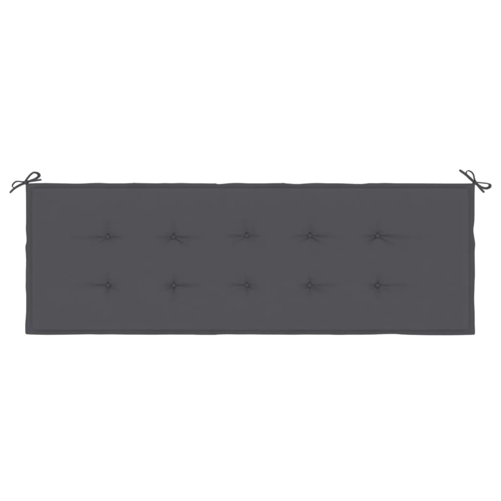 Anthracite gray garden bench cushion in Oxford fabric, measuring 59x20x1 inches with ties.