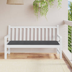 Anthracite Oxford fabric garden bench cushion, 59x20x1 inches, with ties.