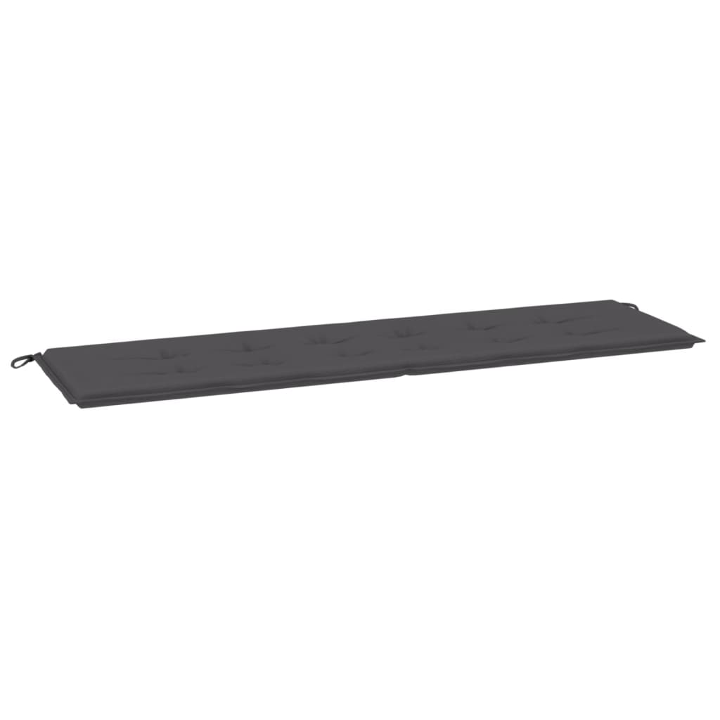 Anthracite garden bench cushion in Oxford fabric, measuring 70.9x19.7x1.2 inches, with ties.