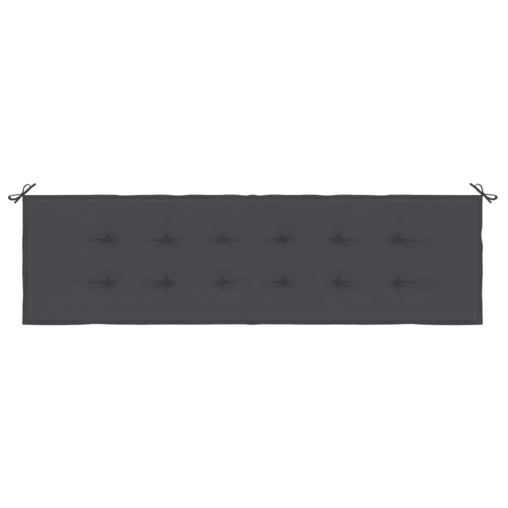 Anthracite garden bench cushion in Oxford fabric, 70.9x19.7x1.2 inches, with ties.