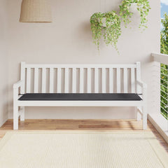 Anthracite Oxford fabric garden bench cushion, 70.9x19.7x1.2 inches, with ties.