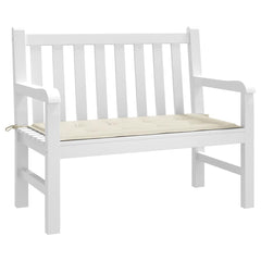 Cream Oxford fabric garden bench cushion, 39.4x19.7x1.6in, with ties.