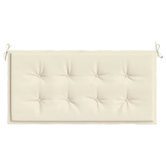 Cream Oxford fabric garden bench cushion, 39.4x19.7x1.6in, with tufting and ties.