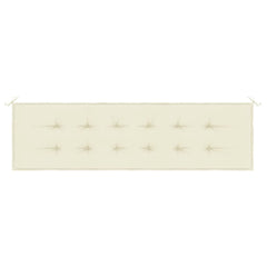 Cream garden bench cushion in Oxford fabric, 70.9x19.7x1.2 inches, with tufting and ties.