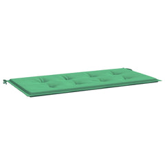 Green Oxford fabric garden bench cushion, 39.4x19.7x1.2 inches, with ties.